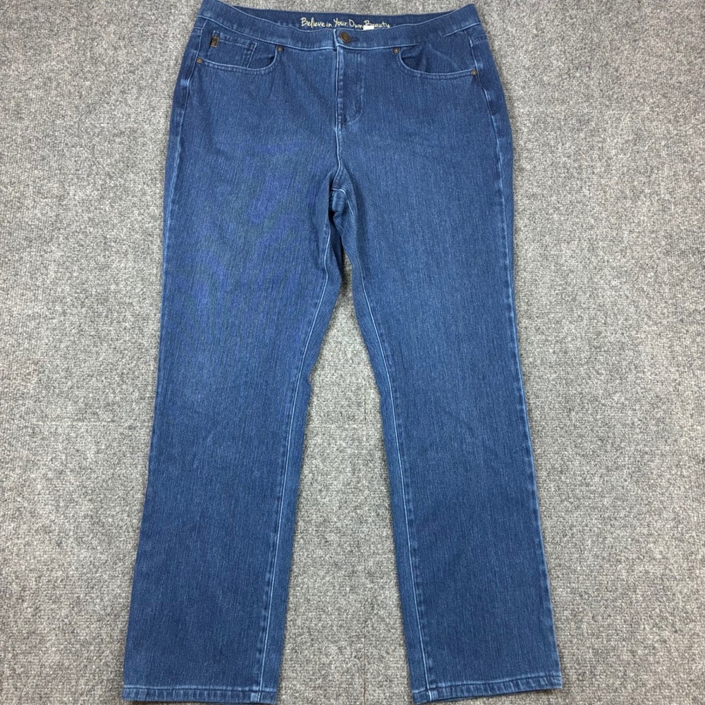 Kim Gravel Belle Jeans Womens Size 16 Medium Wash Straight Leg Stretch Denim